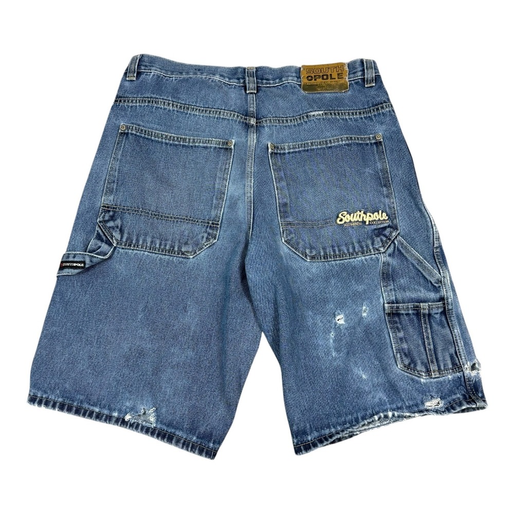 Y2K 2000s Southpole Medium Wash‎ Baggy Denim Shorts Men's 36 FLAWS